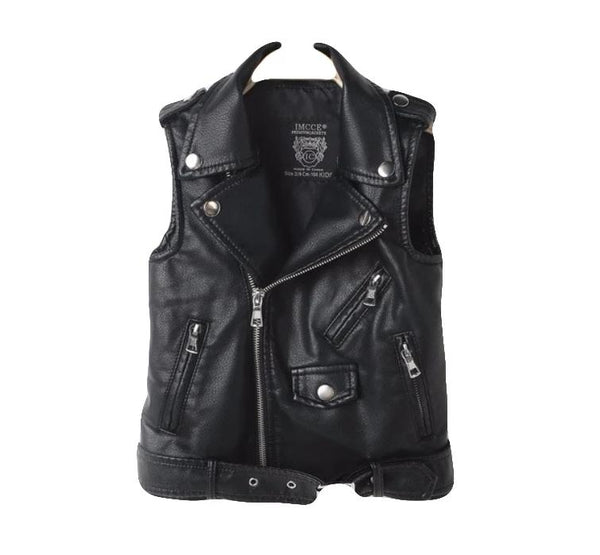 Faux Leather Moto Vest-Weston Kids