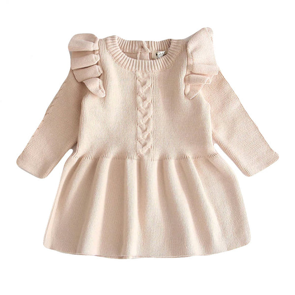 Frilled Shoulder Sweater Dress