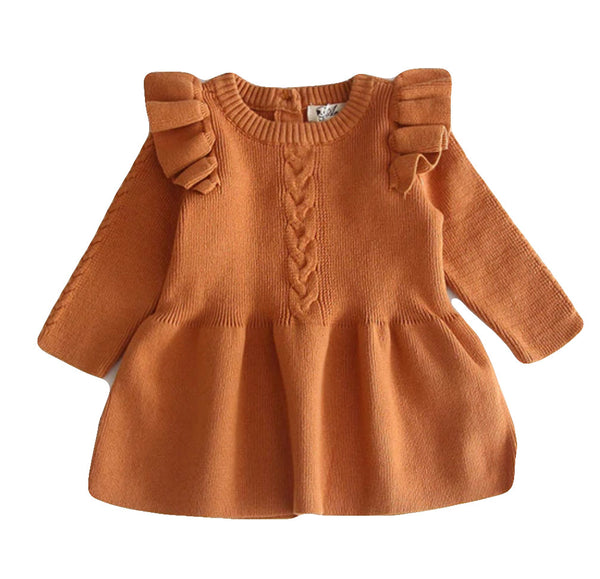 Frilled Shoulder Sweater Dress